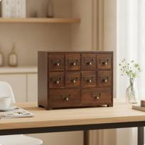 Apothecary Cabinet with Drawers Vintage Organizer Tabletop for Crafters brown