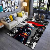 Sports Area Rug, Max Verstappen Red Bull F1 Black White Collage Red Logo Stars Track Print, Garage Decor, Non-Slip Mat 40x60cm( 15x23in ) gray