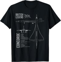 Concorde Airliner Aircraft T-Shirt - Unisex-Adults, Black, Small, Short Sleeve, 110 gray