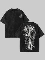 Luffy Pirate King Vintage Washed Oversized Anime Graphic T‑Shirt XL black