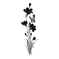 Black Flower Wall Sticker, Self-Adhesive Removable Peel and Stick Decal for Bedroom Living Room Sofa Background One Size black