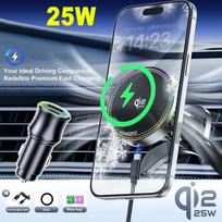 QI2 25W Magnetic Wireless Charger ICE Cooling Fan Car Phone Holder Stand For Magsafe iPhone 17 Pro Max Fast Charging Holder