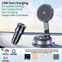 QI2 25W Magnetic Wireless Charger ICE Cooling Fan Car Phone Holder Stand For Magsafe iPhone 17 Pro Max Fast Charging Holder