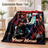 Terrifier Art the Clown Custom Name Flannel Throw Blanket Soft Warm for Sofa Bed Indoor Home Use 150cmx180cm