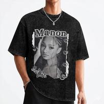 Manon Katseyes Kpop Girl Group T Shirts Washed 100% Cotton Oversize T-Shirt  Novelty for Men Women Streetwear Printed Tees L black