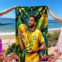Neymar Jr Print Beach Towel, Versatile Lightweight Absorbent Beach Towel for Pool Surf Yoga Bathroom, Perfect Birthday Holiday Gift 70cmx140cm(27x55inch) black