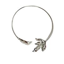 Irregular Maple Leaf Choker Necklace 3D Exaggerated Choker Exquisite Open Collar Necklace  Wedding sidabras