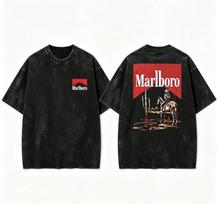 Vintažiniai plauti Marlboro Kaubojų priekio ir nugaros spaudiniai vyriški marškinėliai M black