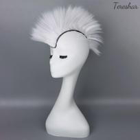 Šalmas Mohawk Sintetiniai Perukai Klijai Mohawk Motociklui Dviračiui Slidinėjimui Snieglentei Šalmo Plaukai Lopai Skinhead Kostiumai Perukas Greičio Jutikliai 6 balta