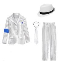 4-12 Metų Michael Jackson Šokėjo Cosplay Kostiumai Sceninėms Atlikimams Smooth Criminal MJ Kostiumų Rinkiniai Helovynui M ( 4-5Y ) white