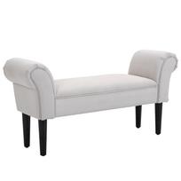 Padded Shoe Bench with Rolled Armrests, 102x36x51 cm, Grey and White pilka