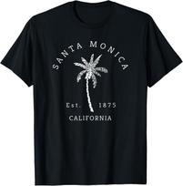 Retro Cool Santa Monica California Palm Tree Novelty T-Shirt M