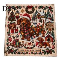 Handmade Christmas Decoration Projects Animal Cross Stitch Kit, Holiday Embroidery Starter Seasonal Present for Friends Pattern, Festive Craft C brown