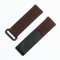 Applicable Labor 20Mm Velcro Strap Nylon Canvas Leather Bracelet Imported Canvas Watch Strap 20mm tamsiai ruda spalva