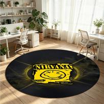 Nirvana Printed Round Crystal Velvet Rug Soft Non Slip Floor Carpet For Bedroom Holiday Gift 80cmx80cm