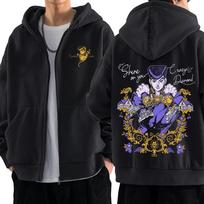 Anime Jojo keisti nuotykiai Užtraukiami gobtuvai Higashikata Josuke Manga Užtraukiami džemperiai Vyrams Moterims Mada Atsitiktiniai megztiniai Paltai L juoda