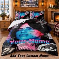 Billie Eilish Custom Name 3Pcs Bedding Set 1 Bed Sheet 2 Pillowcases Bedroom Home Decor 140cmx210cm