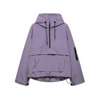 Ladies Casual Half Zip Hooded Windbreaker Loose Lightweight Outdoor Sports Jacket Outerwear S violetinė