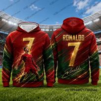 Nauji 2026 m. Specialūs Ronaldo #7 Spausdinti Hoodies Vaikams Ruduo Ilgomis Rankovėmis Sportiniai Drabužiai Futbolo Megztinis Sportiniai Vaikams/Suaugusiems Viršutiniai Drabužiai 4XL brown