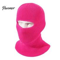 Comfortable Winter Hiking Hood Knitted Balaclava, Unisex Face Mask Hat, Warm Windproof Balaclava Ski Cap Neck Warmer for Skiing Motorcycle Riding rožinė raudona spalva