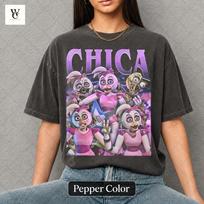 Chica Five Nights At Freddy's Scary Animatronic Shirt, Comfort Colors Unisex ID 3XL gray