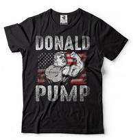 Donald Pump T-shirt Gym Training Workout Shirt Trump American Flag Shirt S gray