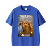 Triple T Sahur Is Calling Funny Tung Tung Sahur Meme Graphic T Shirts Men Women's Fashion Classic 100% Cotton T-shirt Streetwear XL blue