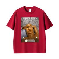 Triple T Sahur Is Calling Funny Tung Tung Sahur Meme Graphic T Shirts Men Women's Fashion Classic 100% Cotton T-shirt Streetwear M gray