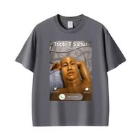 Triple T Sahur Is Calling Funny Tung Tung Sahur Meme Graphic T Shirts Men Women's Fashion Classic 100% Cotton T-shirt Streetwear XL gray