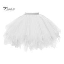 A-line Tutu Skirt Women Big Swing Scattered Hem Solid Color Multi-layered Candy Elasticated Waistband High Elastic Waist Fluffy Gauze Dancing balta