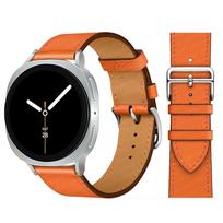 Išskirtinė odinė apyrankė Samsung Galaxy Watch 8 dirželis 40mm 44mm metalinė sagtelė Apyrankė correa Galaxy Watch 8 classic 46mm dirželiai Galaxy 8 classic oranžinė
