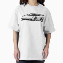 Koenigsegg Jesko Attack White Megacar Stance Illustration Art Oversized T-Shirt XS white