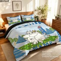 Custom Name,Moomins Pattern Bedding Home Decoration Birthday Gift ( 1 duvet cover + 2 pillowcase, without core),fan merchandise. 140x200cm