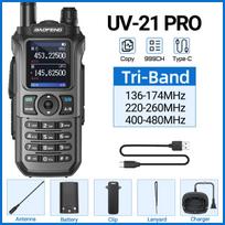 Baofeng UV-21 PRO Walkie Talkie Long Range Wireless Copy Frequency Type-C Charger Tri band Powerful Waterproof V2 Two Way Radio