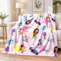 Gabby's Dollhouse Flannel Throw Blanket Soft Warm Cozy For Sofa Bed Indoor Home Bedroom Use 80cmx120cm beige