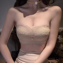 Ladies' Summer Strapless Anti Slip Back Gathering Strapless Anti Glare Underwear 38/85AB beige