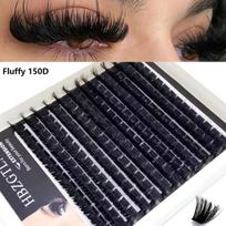 HBZGTLAD 8DFluffy Cluster Lashes 60D-200D DIY Eyelash Extensions 8-18MM C/D Curly Lash Clusters Thick Wispy Volume False Eyelas D&0.07mm&MIX