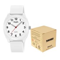 SKMEI 2643 Quartz Wristwatch 50M Waterproof Timer Fashion Clock Casual Watch W/ Box Sport Shower Car Hand-washing Routine beige