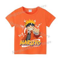 Narutos T-shirt Children Clothing Boy Girl Japanese Manga Pattern Short Sleeve Kid Cartoon Casual Sports Tee Home Clothes 110 red