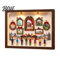 Handcrafted Memory Display Case DIY Christmas Shadow Box Frame Set Mini Museum with 8pcs Figurines Unique Birthday Gift for Loved Ones Photo Frames, ruda