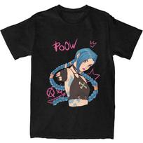 Arcane-Jinx T-Shirt Summer Y2K Funny T Shirts Cotton Harajuku Tshirt For Men's Short Sleeve Casual Tees XXXL gray