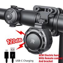 Rockbye Waterproof Scooter Bike Electronic Loud Horn 120dB-60dB Adjustable Warning Safety Electric Bicycle Handlebar Ring Bell2 NEW Electric Horn A