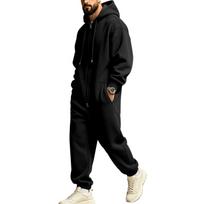 Vyriškas pašiltintas kombinezonas su gobtuvu žiemai, lauko sportui, laisvo kirpimo, hip-hop stiliaus XL juoda