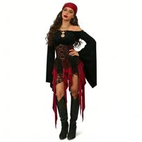 Medieval Retro Pirate Shirt Cosplay Costume Halloween Costume Pirate King M black