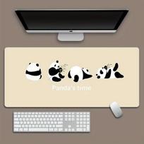 Cute Panda Workday Mouse Pad Large Computer Office Game Table Mats XXL Rubber Anti-slip Gaming Keyboard Mousepads Long Desk Pads 220X180X2MM gray