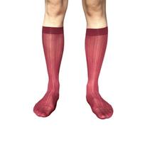 Ultra-thin Mid-tube Stocking Transparent Below Knee Calf Stockings Dress Socks  Business Formal vyno raudonos spalvos