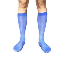 Ultra-thin Mid-tube Stocking Transparent Below Knee Calf Stockings Dress Socks  Business Formal mėlyna