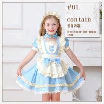 Alice Lolita Dress Girls Kids Teens Maid Costume Sweet Princess Outfit 150cm white