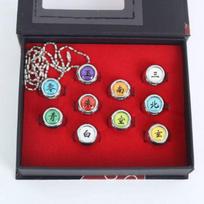 Žiedai Anime 10 vnt. Naruto 2023 Akatsuki Nariai Cosplay Pilnas Rinkinys Sasori Itachi Hidan Deidara Kostiumo Aksesuarai Matches the image,10pcs set red