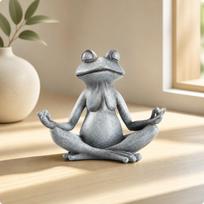 Resin Frog Figurine with Textured Gray Finish Tranquil Meditation Spiritual gray